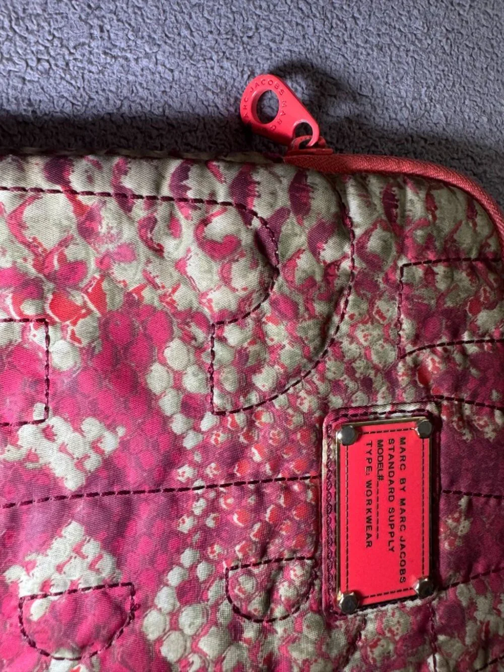 Marc Jacobs coral snakeskin quilted nylon tablet case